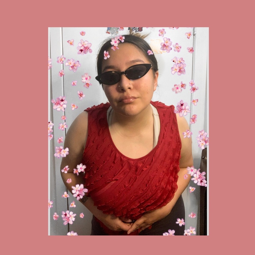 Red Frilly top